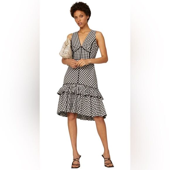TOME Collective Gingham Ruffle Hem Dress Size 14 - Picture 1 of 9